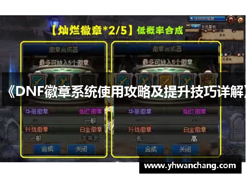 《DNF徽章系统使用攻略及提升技巧详解》